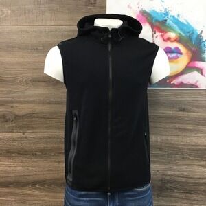 Greyson Mens Full Zip Hooded Fleece Vest Black Size Medium Lightweight Golf